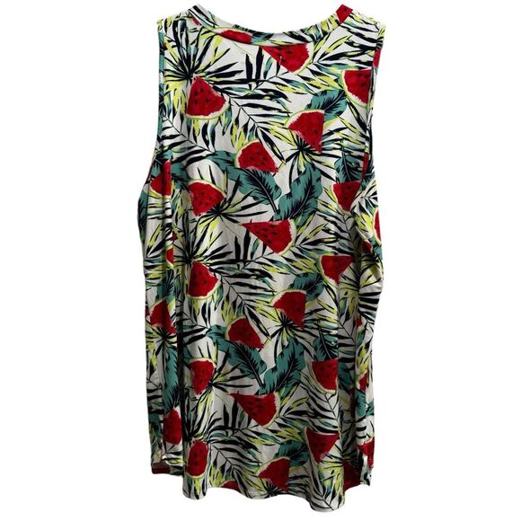 New York Laundry Ladies White Sleeveless V-Neck Watermelon Soft Tee - Picture 2 of 4